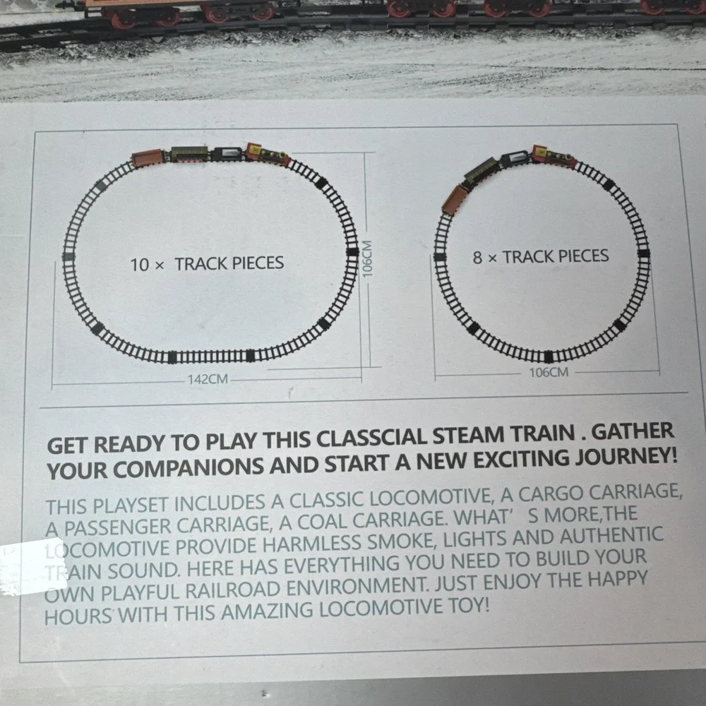 Hot Bee 9015 Classical Train Set‎ Toy Smoke Light Battery Operated w/Train Sound